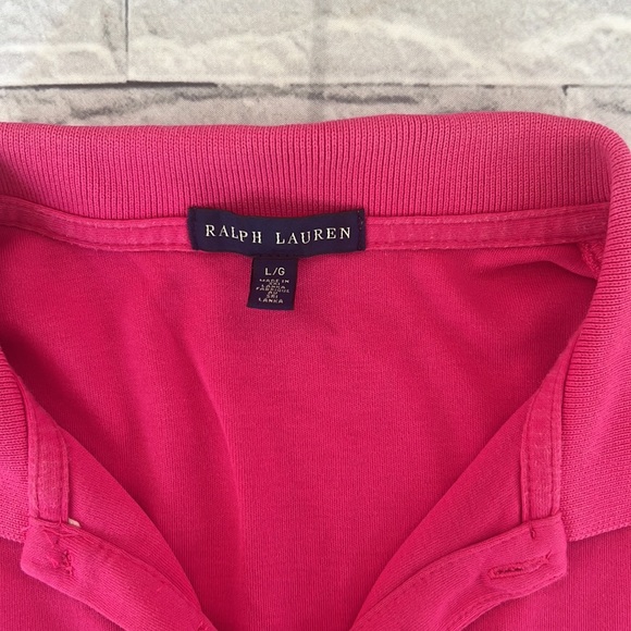 Ralph Lauren Pink shorts sleeve top size large - Picture 5 of 9